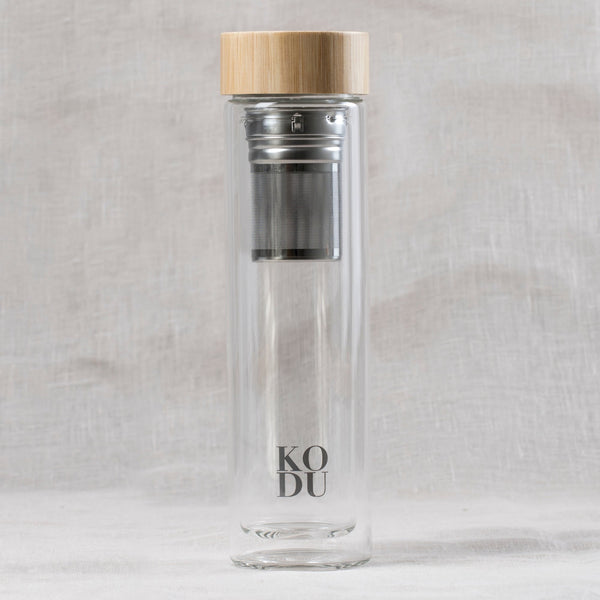 Kodu Glask - Glass Tea Infuser Bottle - Hot & Cold Liquids